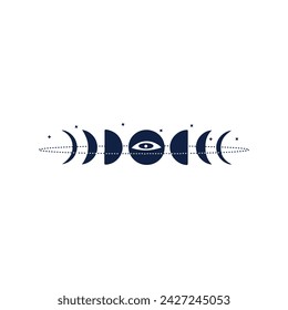 Drawn phases of moon on white background. Astrology concept