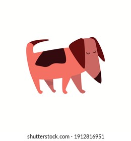 
imagen dibujada, vector plano, perro, cachorro, brillante, color, sobre un fondo blanco.