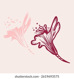 Drawn pink cherry sakura flower japanese style vector design