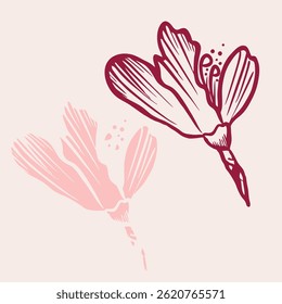 Drawn pink cherry sakura flower japanese style vector design