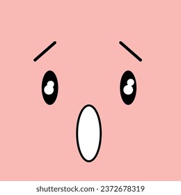 Drawn pink surprised face, closeup