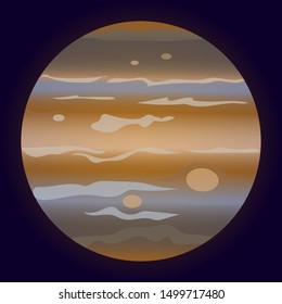 Drawn planet Jupiter on a dark background. It can be used on flyers, banners, networks and other projects.