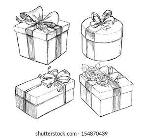 drawn present boxes