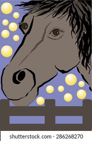 drawn in profile the head of a horse's mane
