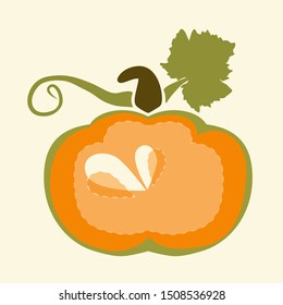 drawn pumpkins with seeds vector graphics