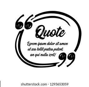 Drawn quotes and a frame to highlight the frame, quotes and other text in the article, or as a separate element. Vector illustration on white background