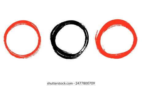 ็Hand drawn red and black circle, Elements symbol , Vector illustration EPS 10