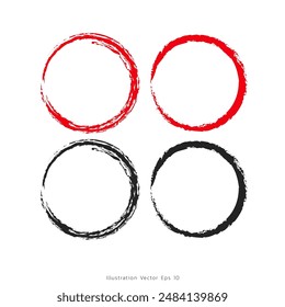 ็Hand drawn red and black circle, Elements symbol , Vector illustration EPS 10