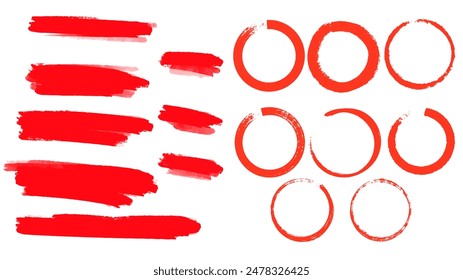 ็Hand drawn red circle, Elements symbol , Vector illustration EPS 10