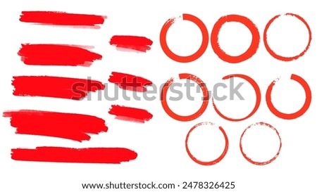 ็Hand drawn red circle, Elements symbol , Vector illustration EPS 10