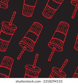 drawn red cups pattern on black