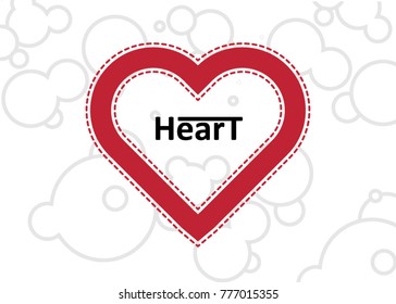Drawn red heart isolated on white background, vector illustration. heart outline icon. Vector. Heart Red Line Icon On White Background