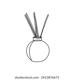 Drawn reed diffuser on white background