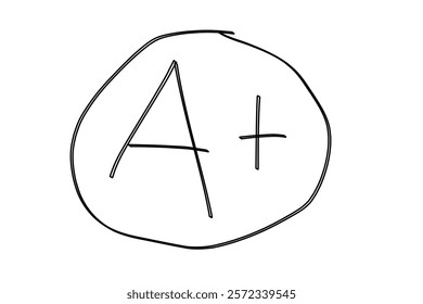 A drawn representation of an A+ grade, symbolizing academic achievement, excellence, and success.