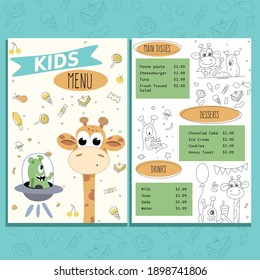 
drawn restaurant menu for kids