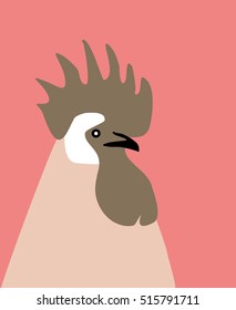 Drawn rooster Colorful rooster vector Rooster symbol of the new 2017 flat style with a copy space Design idea for postcard, poster or calendar Rooster vector