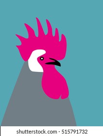 Drawn rooster Colorful rooster vector Rooster symbol of the new 2017 flat style with a copy space Design idea for postcard, poster or calendar Rooster vector 