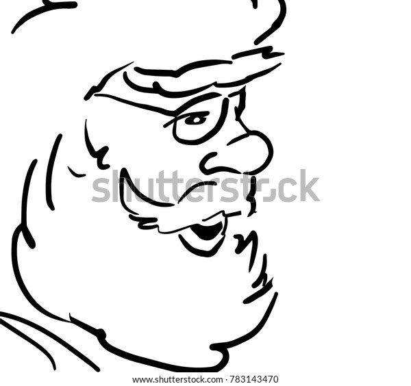 Drawn Santa Claus Headshot Side View Stock Vector Royalty