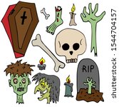 Drawn scary vector clip art. Isolated image on a white background. Spooky cartoon characters for halloween design.