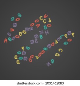 Drawn School Board Vector Black Background. Chalk Graphic Frame. Style Letter Chalkboard Template. Education Design.