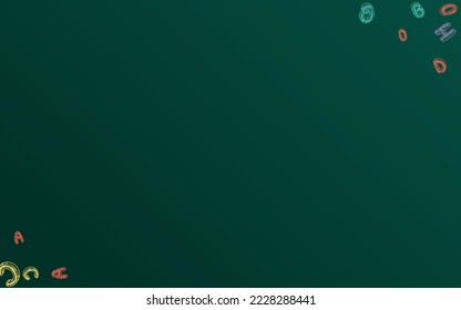 Drawn School Board Vector Green Background. Font Stylized Texture. Educate Abc Blackboard Cover. Writing Art.