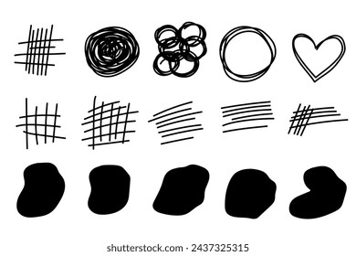 Drawn Scribble Curle Line Graphic Element Clipart. Doodle Abstract Brash Stroke Simple Shape. Graphic Design Element Isolated Ison Set. Black Line Brush ketch  Hand Drawing Scratch Symbol Line Element