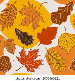 Patrón ininterrumpido de hojas de otoño coloridas