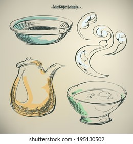 Drawn set. 