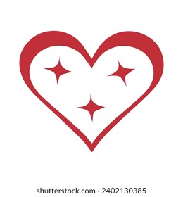 Drawn shining heart on white background. Valentine's Day celebra