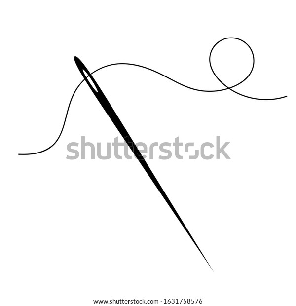 Drawn Silhouette Sewing Needle Thread Vector Stock Vector (Royalty Free ...