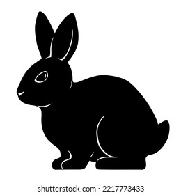 A drawn silhouette of a sitting rabbit. Vector graphics illustration.
