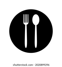 Drawn silhouettes of fork and spoon. Dining Supplies. Vector black and white illustration icon