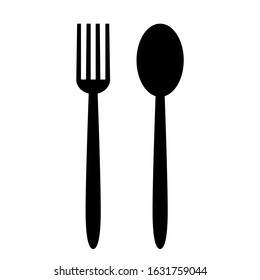 Drawn silhouettes of forks and spoons. Dining Supplies. Vector isolated illustration.