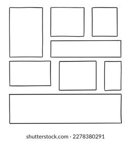 Drawn simple black squares and rectangles