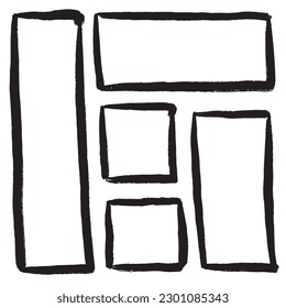 Drawn simple black squares and rectangles
