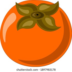 Dibujar un solo fruto asiático persimón en color