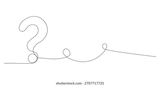 Signo de interrogación dibujado en una sola línea con bucles y espacio vacío para texto y mensaje
