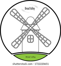 drawn sketch of a logo with a windmill