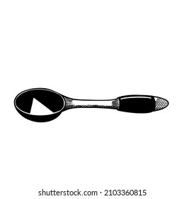 Drawn sketch of a tablespoon, ink scribble style