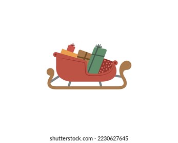 Drawn sled for christmas designs filled with gift wrapping.