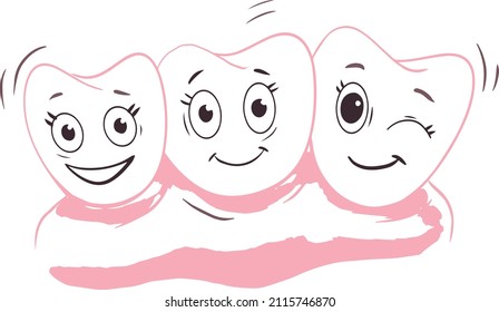Drawn smiling teeth on the gum. World Dentist Day.	