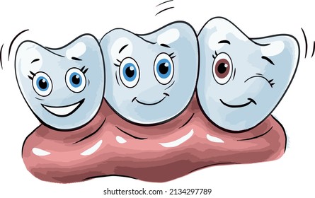 Dibujar dientes sonrientes en la encía. Día Mundial de la Dentista.	