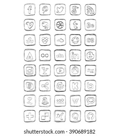 Drawn Social Media Icons Vector
