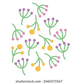 Drawn spring flower set on white background.