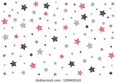 Drawn stars pattern on isolated white background.