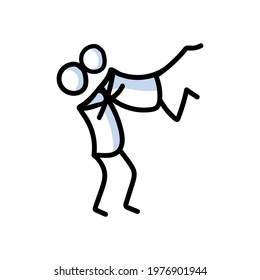 Drawn stick figure of 2 friends hugging. Support of young people embrace together illustrated vector sketchnote. 