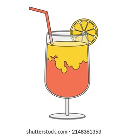 and drawn style vector illustration of beach cocktail isolated on background.