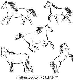 Drawn stylized horses