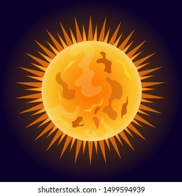 Drawn sun on a dark background. It can be used on flyers, banners, networks and other projects.