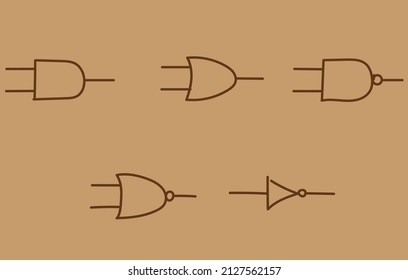 Drawn Symbols Of Logic Gates. 